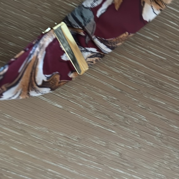 Pierre Cardin men’s OS Floral suspenders Maroon stretch gold like clips Leather - Picture 7 of 7